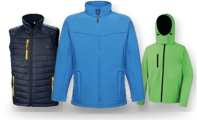 Custom branded padded gilet, softshell jacket and eco softshell jacket